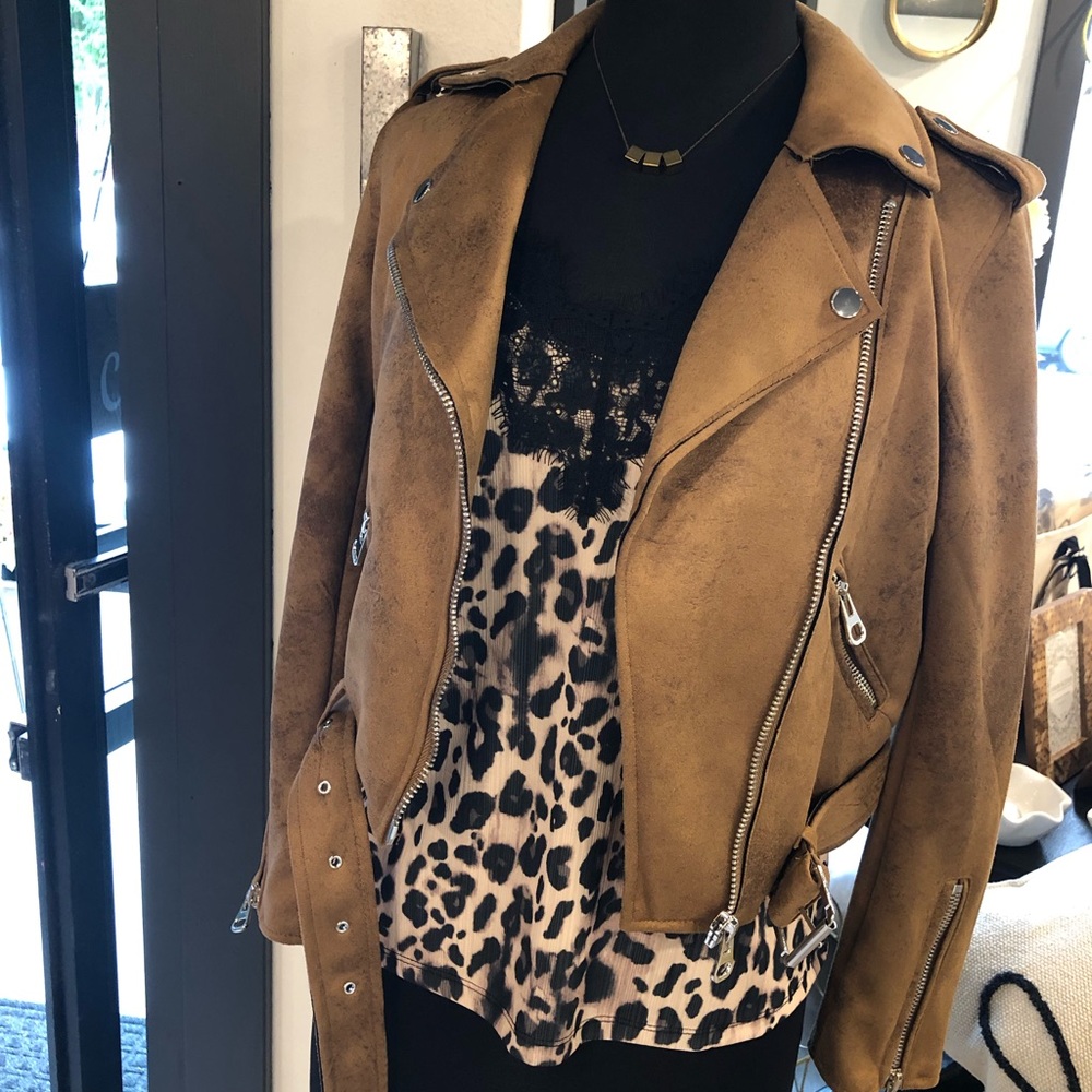 NWT faux suede jacket in brown